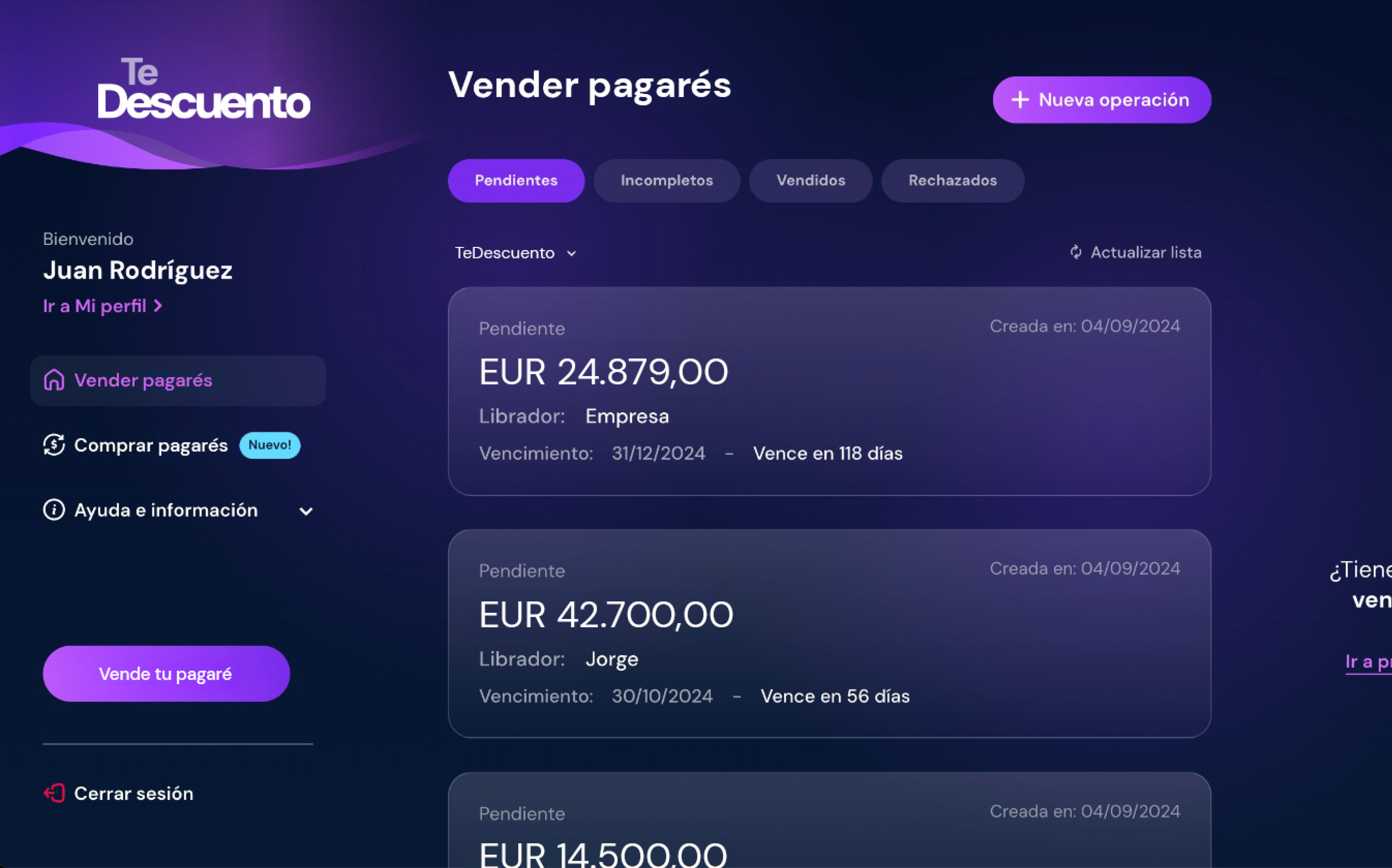 Imagen de la Plataforma web de TeDescuento